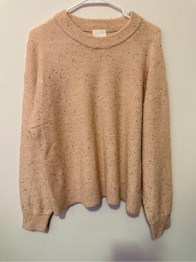 H&M Beige Sequin Crewneck Sweater - Women's